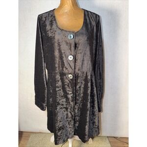 Soft Surroundings FIONA Black button up chenille  long sleeve tunic Dress XL
